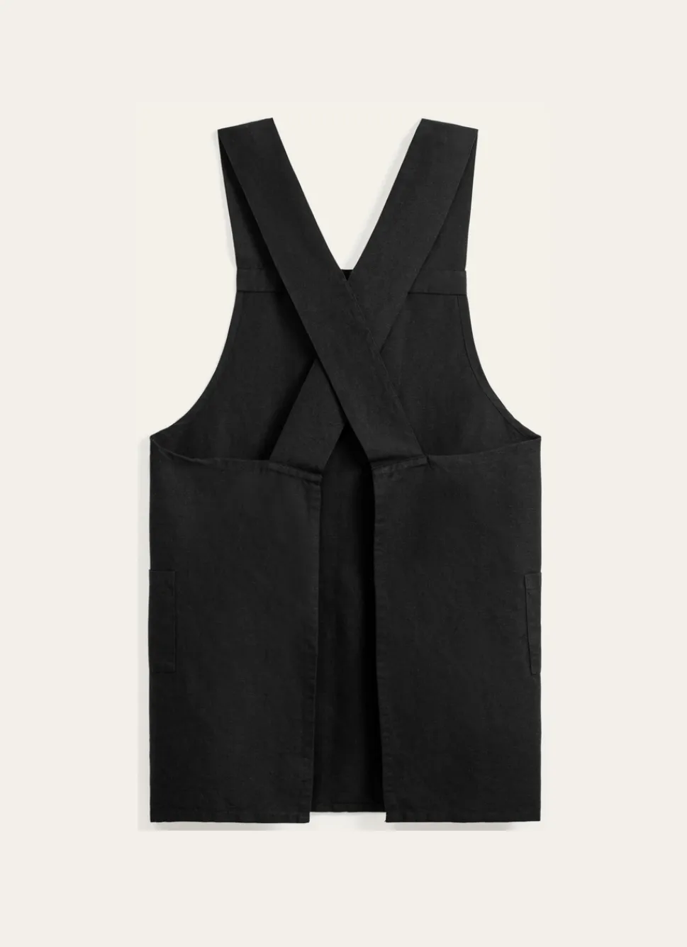 Hot Bouchara TABLIER JAPONAIS UNI EN COTON ET LIN NOIR