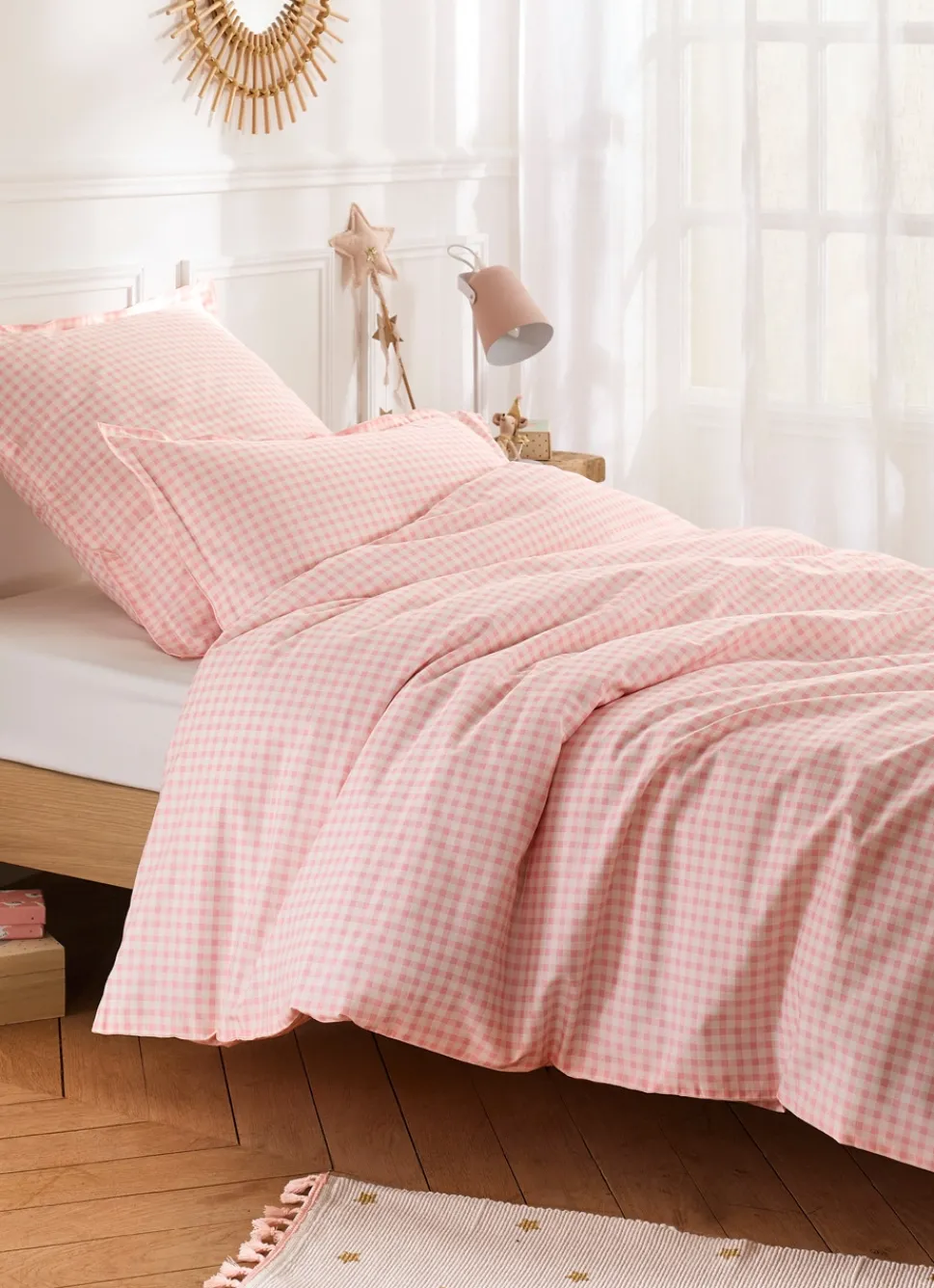 Best Bouchara TAIE D'OREILLER BÉBÉ MOTIF VICHY GINGHAM ROSE