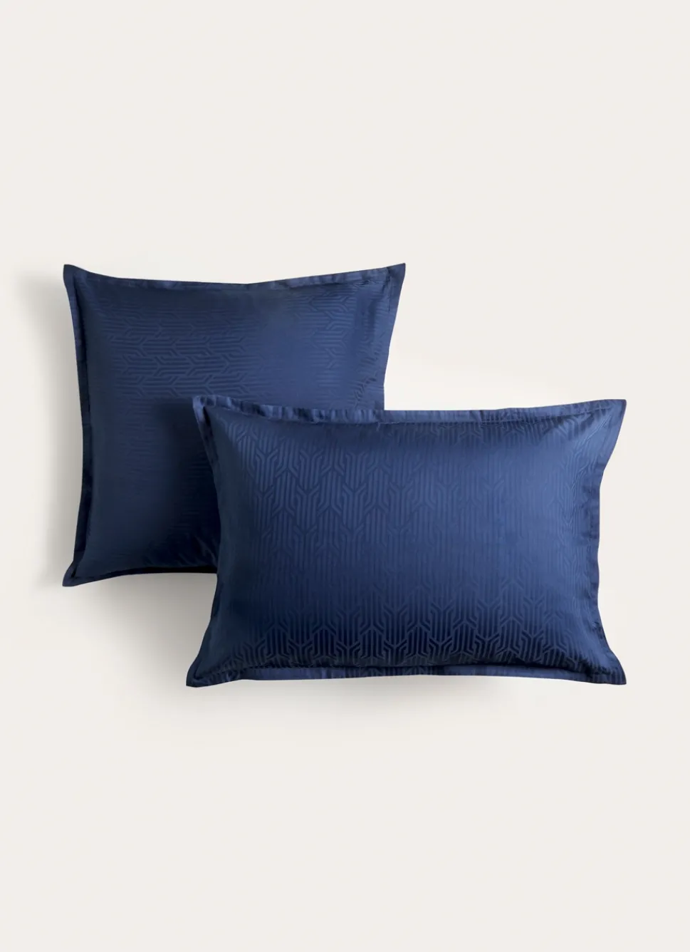 Online Bouchara TAIE D'OREILLER JACQUARD UNI MOTIF GÉOMÉTRIQUE BLEU NUIT