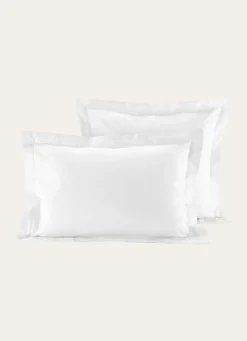 Sale Bouchara TAIE D'OREILLER RAYÉE EN SATIN DE COTON BLANC