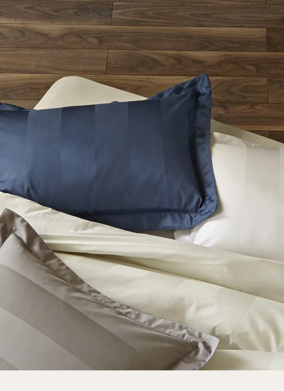 Outlet Bouchara TAIE D'OREILLER RAYÉE EN SATIN DE COTON IVOIRE