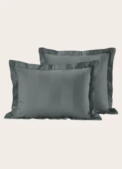 Bouchara TAIE D'OREILLER RAYÉE EN SATIN DE COTON GLACIER