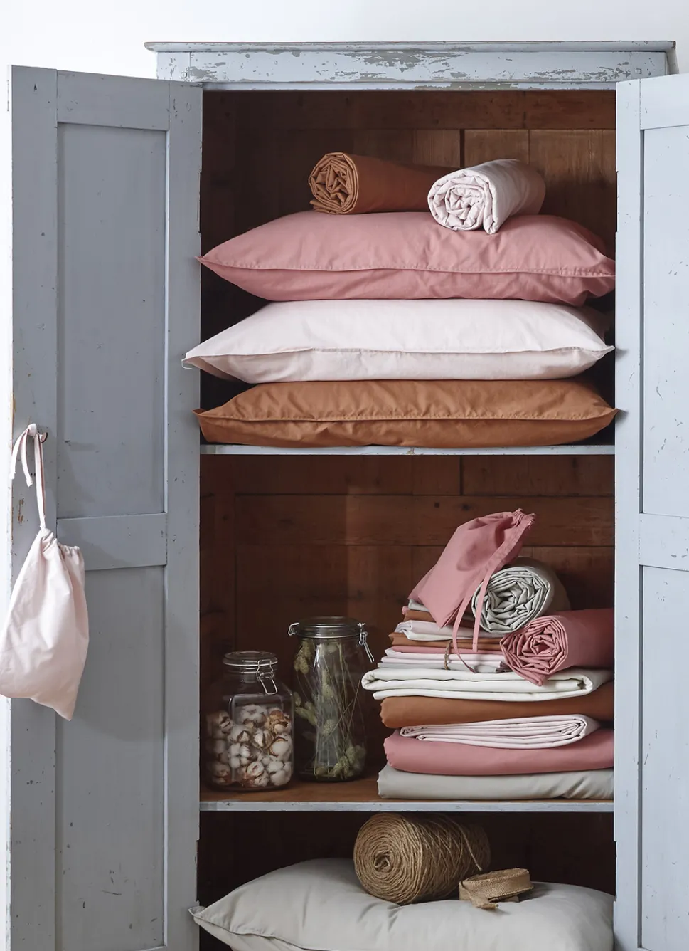 Clearance Bouchara TAIE D'OREILLER UNIE EN COTON LAVÉ BIO ROSE CLAIR