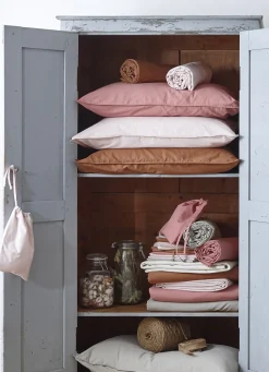 Best Bouchara TAIE D'OREILLER UNIE EN COTON LAVÉ BIO ROSE