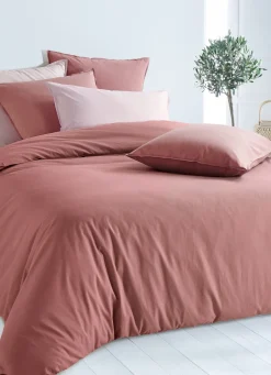 New Bouchara TAIE D'OREILLER UNIE EN COTON LAVÉ BIO ROSE