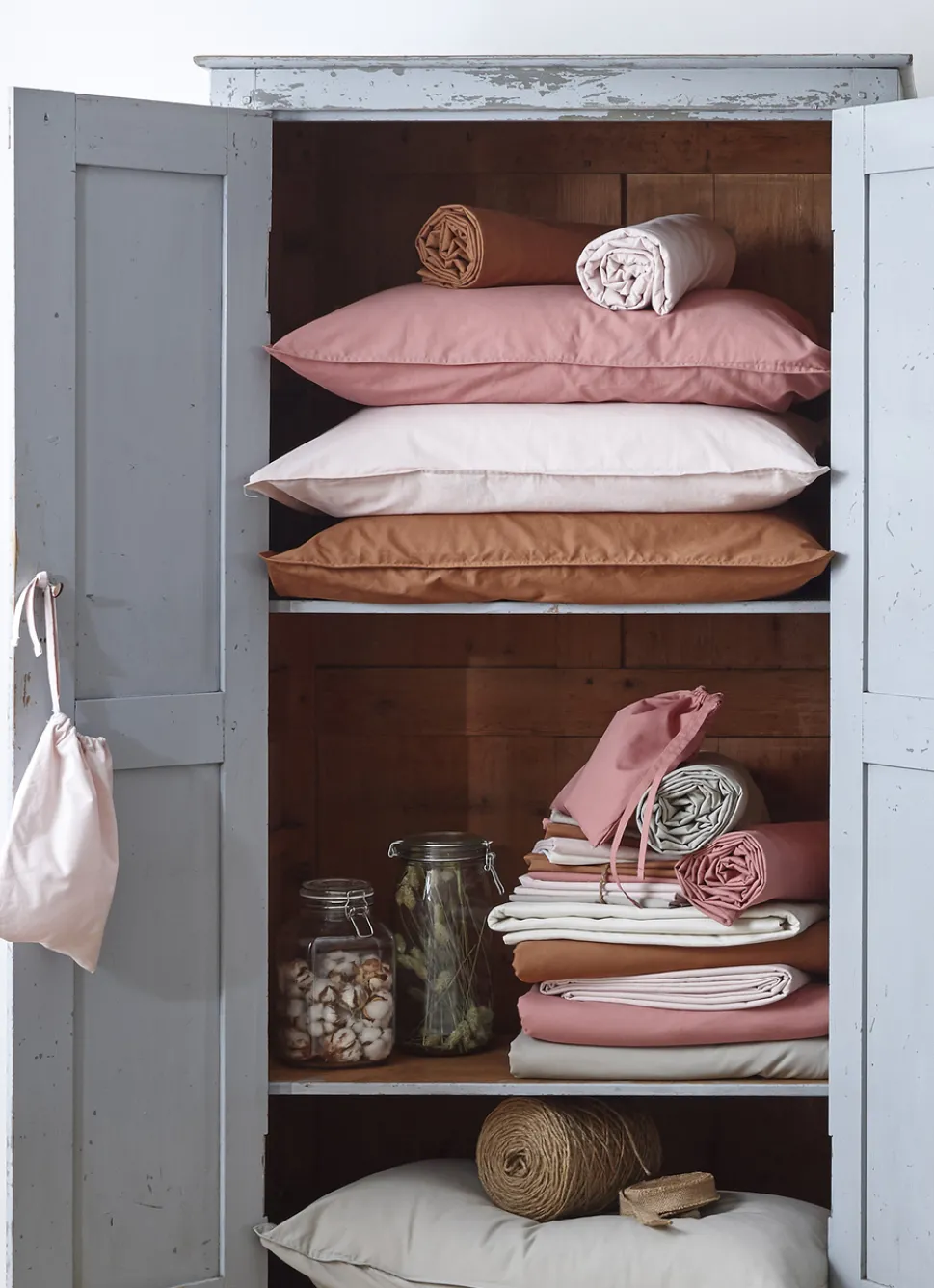 New Bouchara TAIE D'OREILLER UNIE EN COTON LAVÉ BIO ROSE