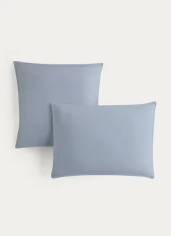Sale Bouchara TAIE D'OREILLER UNIE EN COTON LAVÉ BIO BLEU