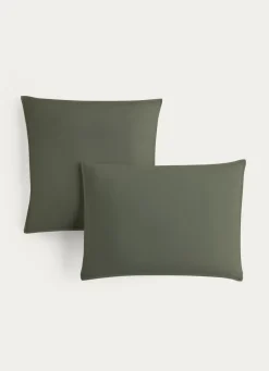 New Bouchara TAIE D'OREILLER UNIE EN COTON LAVÉ BIO KAKI