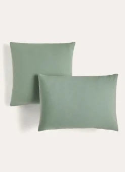 Discount Bouchara TAIE D'OREILLER UNIE EN LIN LAVÉ 165GR SAUGE