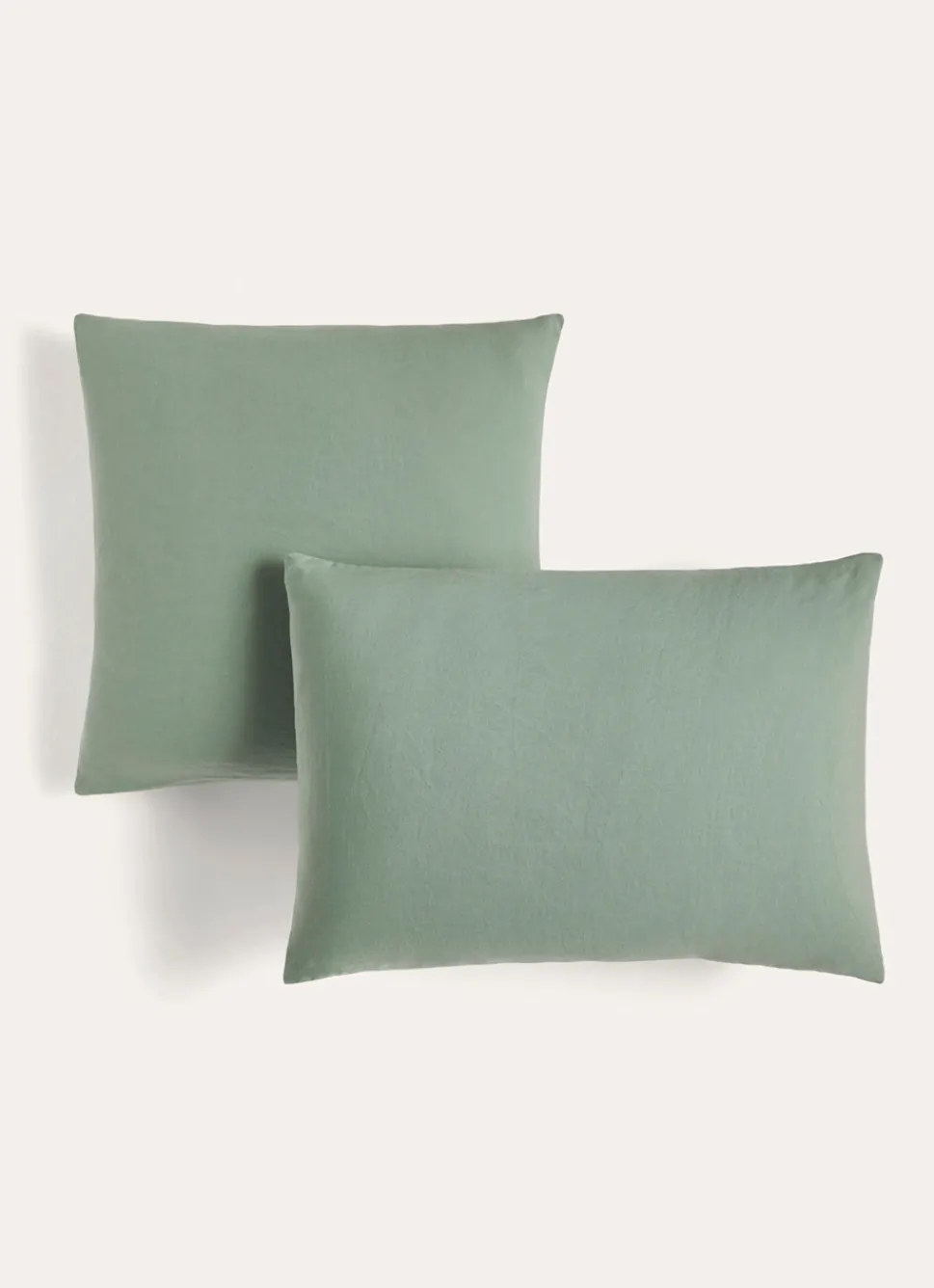 Discount Bouchara TAIE D'OREILLER UNIE EN LIN LAVÉ 165GR SAUGE