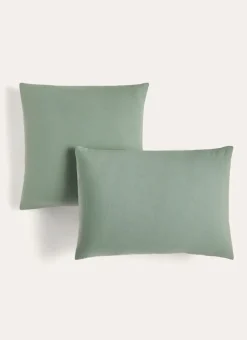 Clearance Bouchara TAIE D'OREILLER UNIE EN LIN LAVÉ 165GR SAUGE