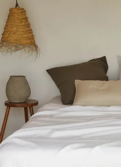 Best Bouchara TAIE D'OREILLER UNIE EN LIN LAVÉ 165GR BLANC