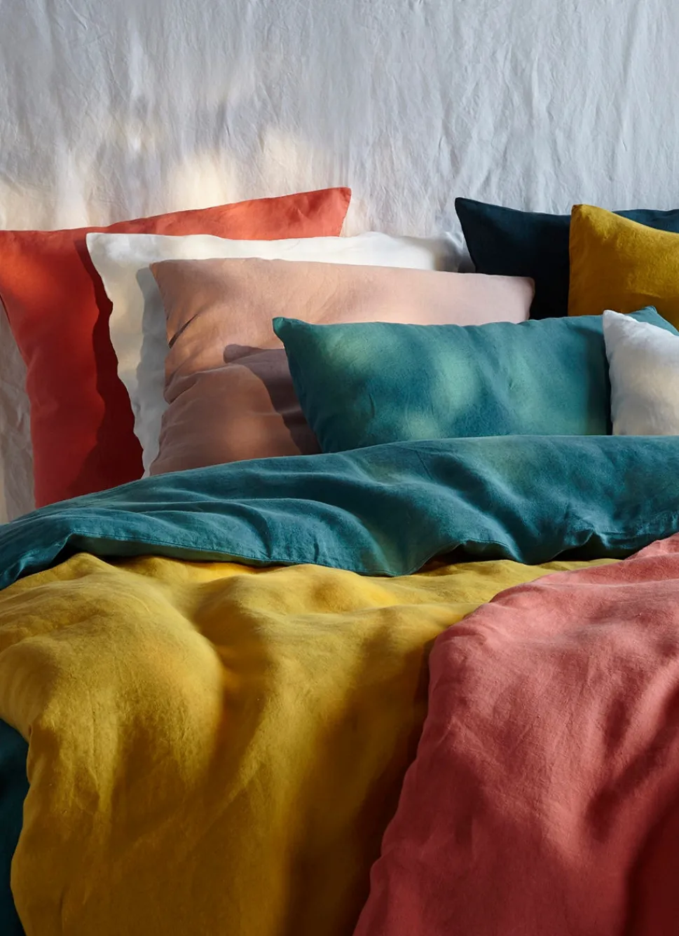 Outlet Bouchara TAIE D'OREILLER UNIE EN LIN LAVÉ 165GR ROSE