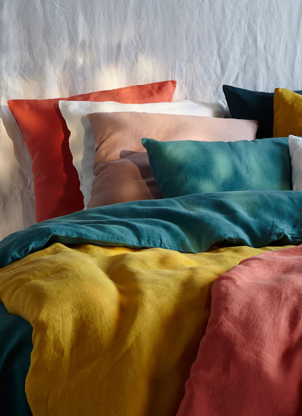 Bouchara TAIE D'OREILLER UNIE EN LIN LAVÉ 165GR ROSE