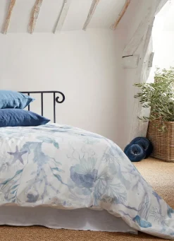 Sale Bouchara TAIE D'OREILLER UNIE EN LIN LAVÉ 165GR BLEU ZINC