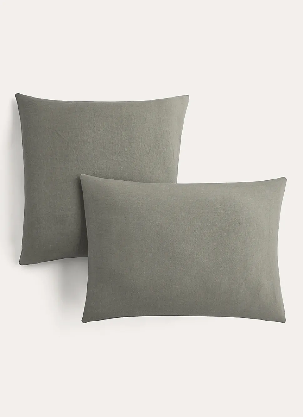 Bouchara TAIE D'OREILLER UNIE EN LIN LAVÉ 165GR VERT