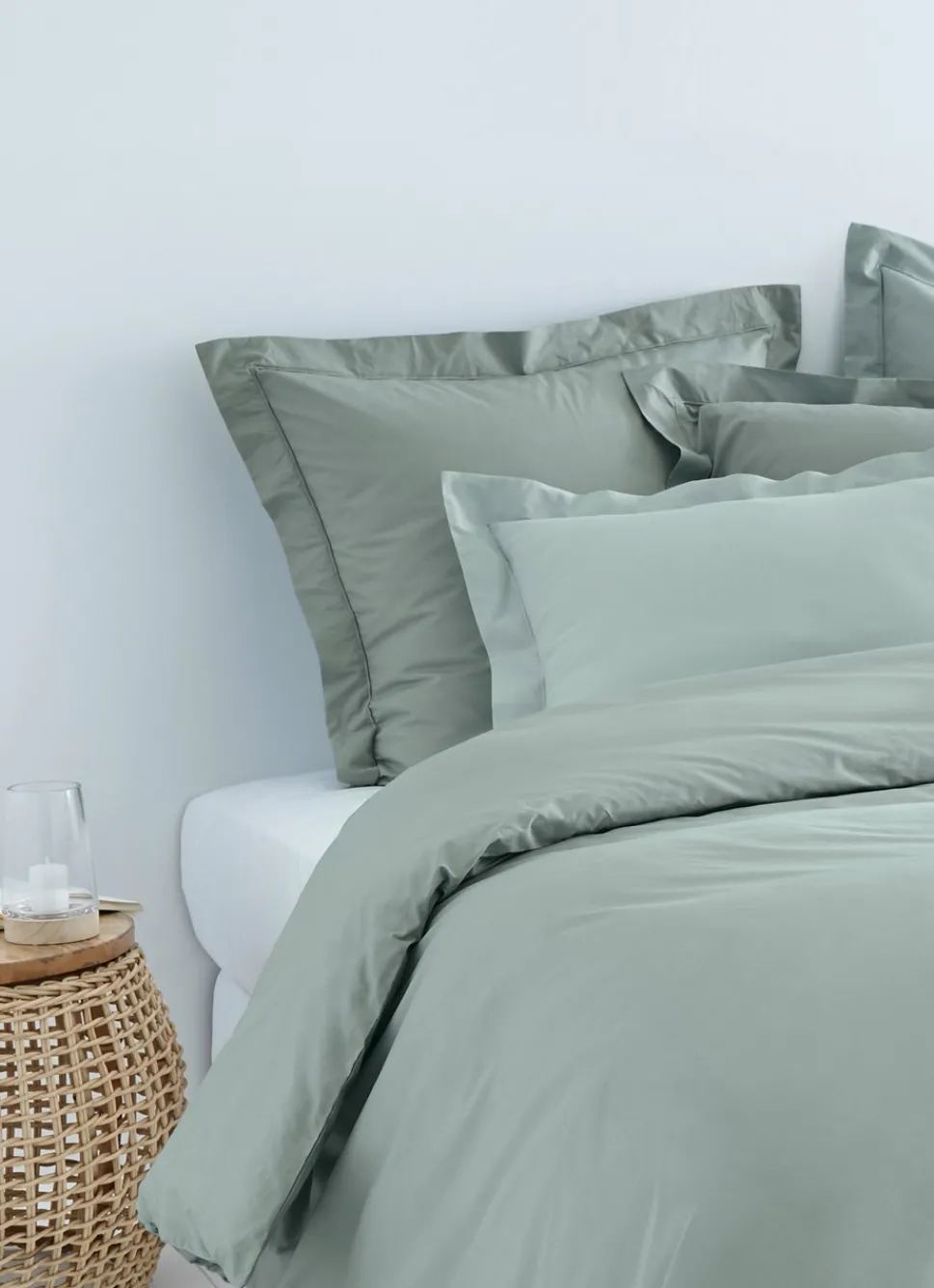 New Bouchara TAIE D'OREILLER UNIE EN PERCALE DE COTON VERT DE GRIS