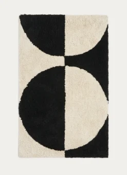 Bouchara TAPIS DE BAIN ANTIDÉRAPANT MOTIF GÉOMÉTRIQUE ALEX LAIT/NOIR