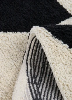 Bouchara TAPIS DE BAIN ANTIDÉRAPANT MOTIF GÉOMÉTRIQUE ALEX LAIT/NOIR