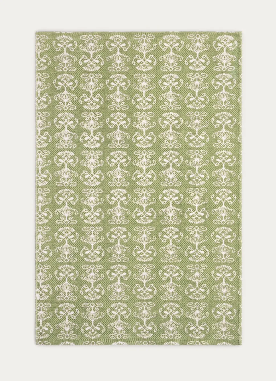 Hot Bouchara TAPIS EN COTON IMPRIMÉ FLORAL VERT ANIS