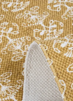 Hot Bouchara TAPIS EN COTON IMPRIMÉ FLORAL OCRE