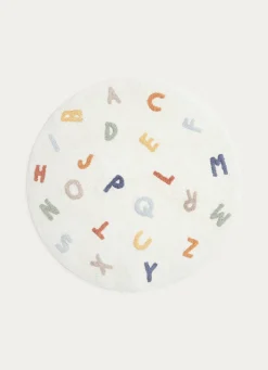 Outlet Bouchara TAPIS ROND EN COTON TUFTÉ LETTRES DE L'ALPHABET MULTICOLORE