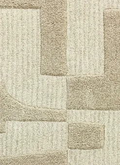 Discount Bouchara TAPIS TUFTÉ EN LAINE PUZZLE BEIGE