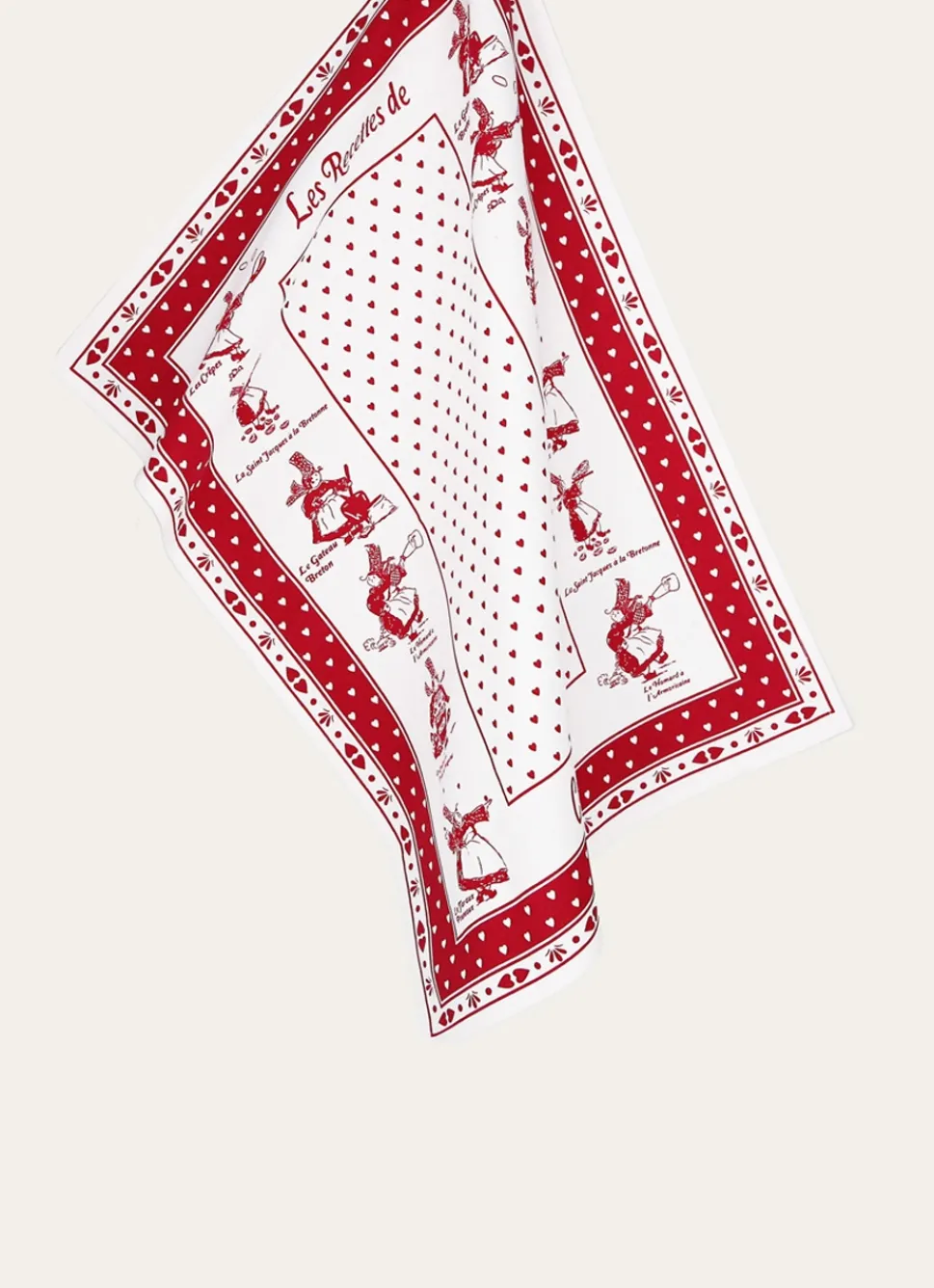 Discount Bouchara TORCHON EN COTON IMPRIMÉ BIGOUDÈNES rouge