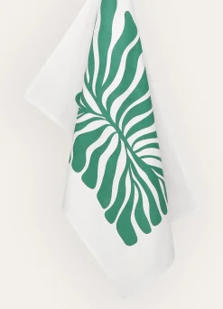 Bouchara TORCHON EN COTON IMPRIMÉ VÉGÉTAL COVE ÉMERAUDE