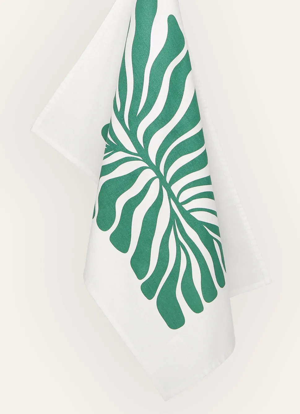 Bouchara TORCHON EN COTON IMPRIMÉ VÉGÉTAL COVE ÉMERAUDE