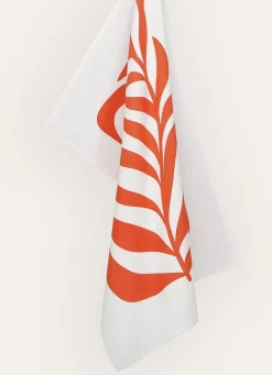 Sale Bouchara TORCHON EN COTON IMPRIMÉ VÉGÉTAL CORA PAPRIKA