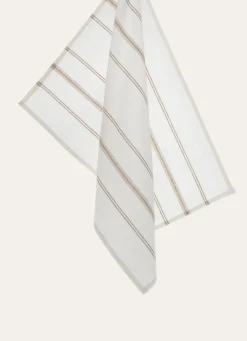 Online Bouchara TORCHON RAYÉ EN TOILE DE COTON BEIGE