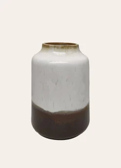 Discount Bouchara VASE EN CÉRAMIQUE ÉMAILLÉE ÉCRU/MARRON