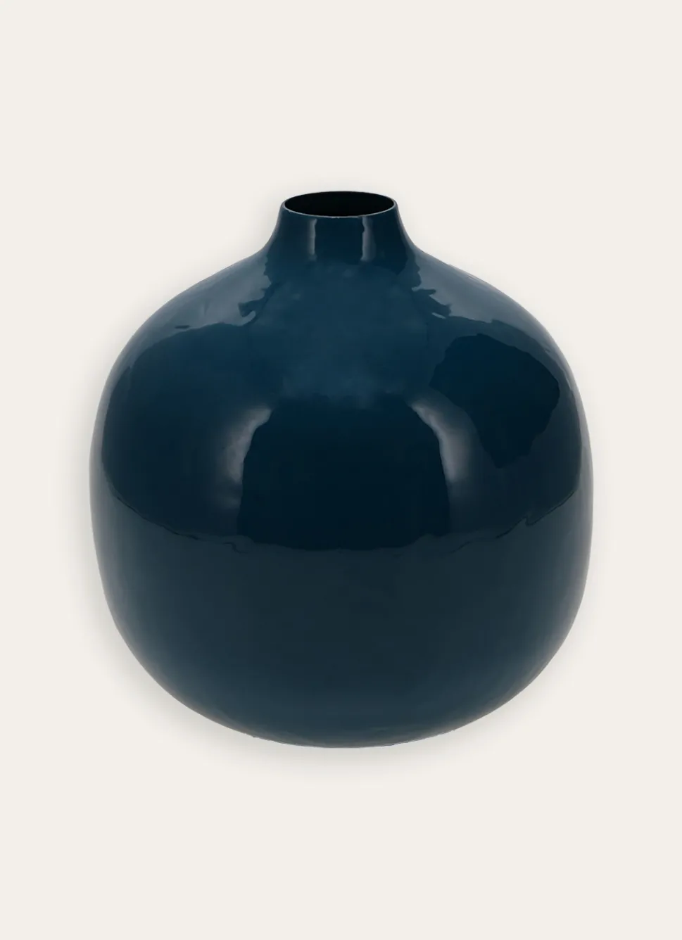 Discount Bouchara VASE EN MÉTAL COLORÉ FINITION ÉMAILLÉE BLEU PÉTROLE