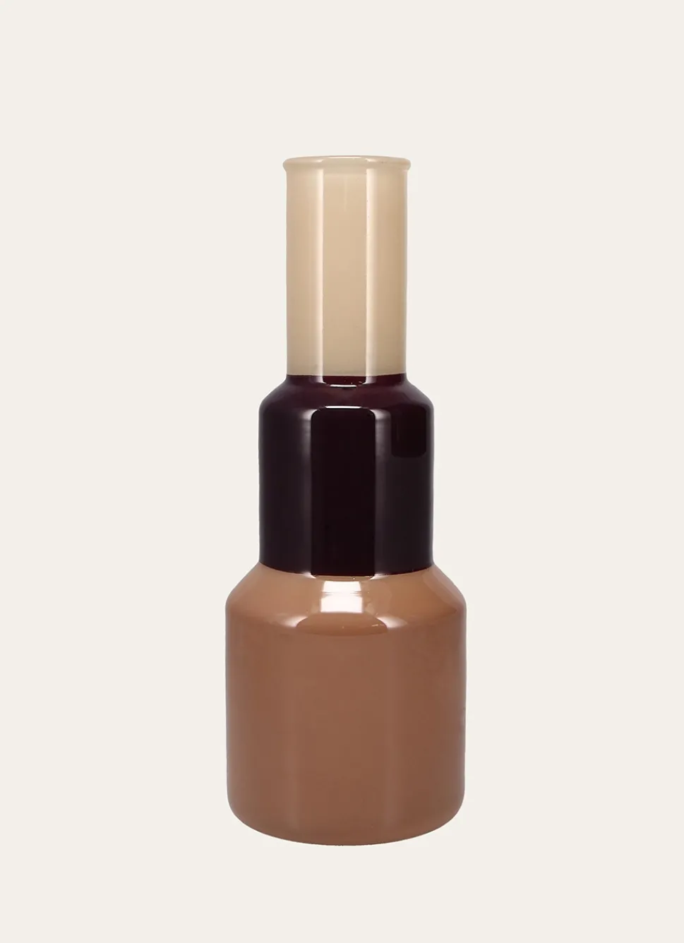 Sale Bouchara VASE EN VERRE AVEC 3 BLOCS DE COULEURS BRUN