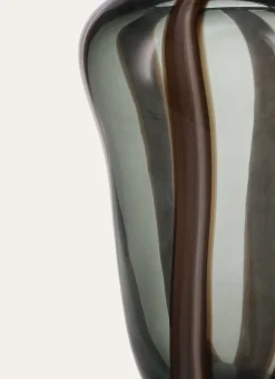 Outlet Bouchara VASE EN VERRE FORME ORGANIQUE TRANSPARENT/BANDES MARRON