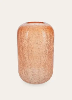 Online Bouchara VASE EN VERRE TRANSPARENT COLORÉ EFFET CRAQUELÉ PECHE