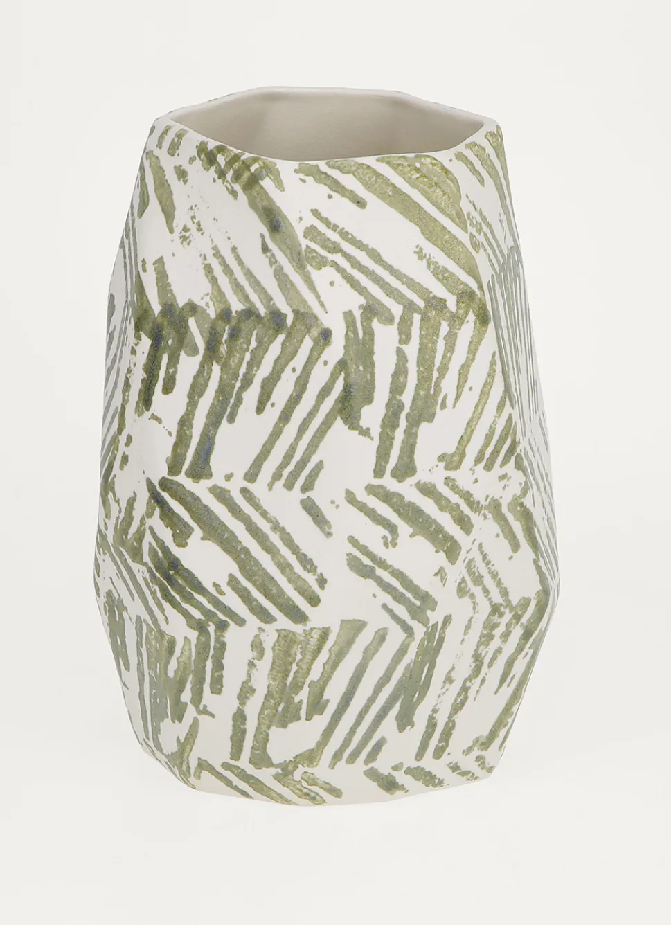 Outlet Bouchara VASE MULTIPLES FACETTES EN FAIENCE BLANC/VERT