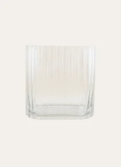 Outlet Bouchara VASE RECTANGULAIRE EN VERRE STRIÉ GRAND FORMAT TRANSPARENT