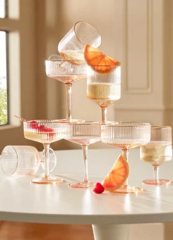 Outlet Bouchara VERRE À PIED EN VERRE FUMÉ STRIÉ NUDE