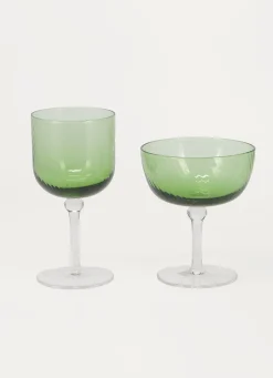 Best Bouchara VERRE STRIÉ À PIED vert