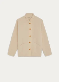 New Bouchara VESTE BOUTONNÉE SHERPA ET VELOURS CALOU ÉCRU