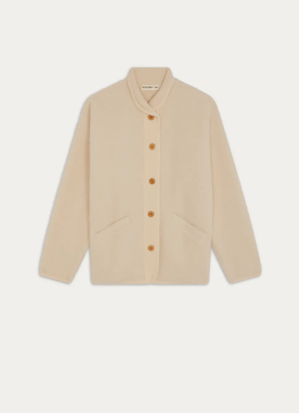 New Bouchara VESTE BOUTONNÉE SHERPA ET VELOURS CALOU ÉCRU