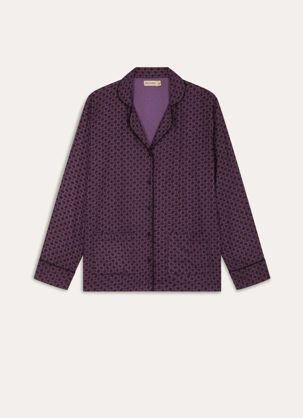 Outlet Bouchara VESTE DE PYJAMA BOUTONNÉE UTHY VIOLET MOTIF