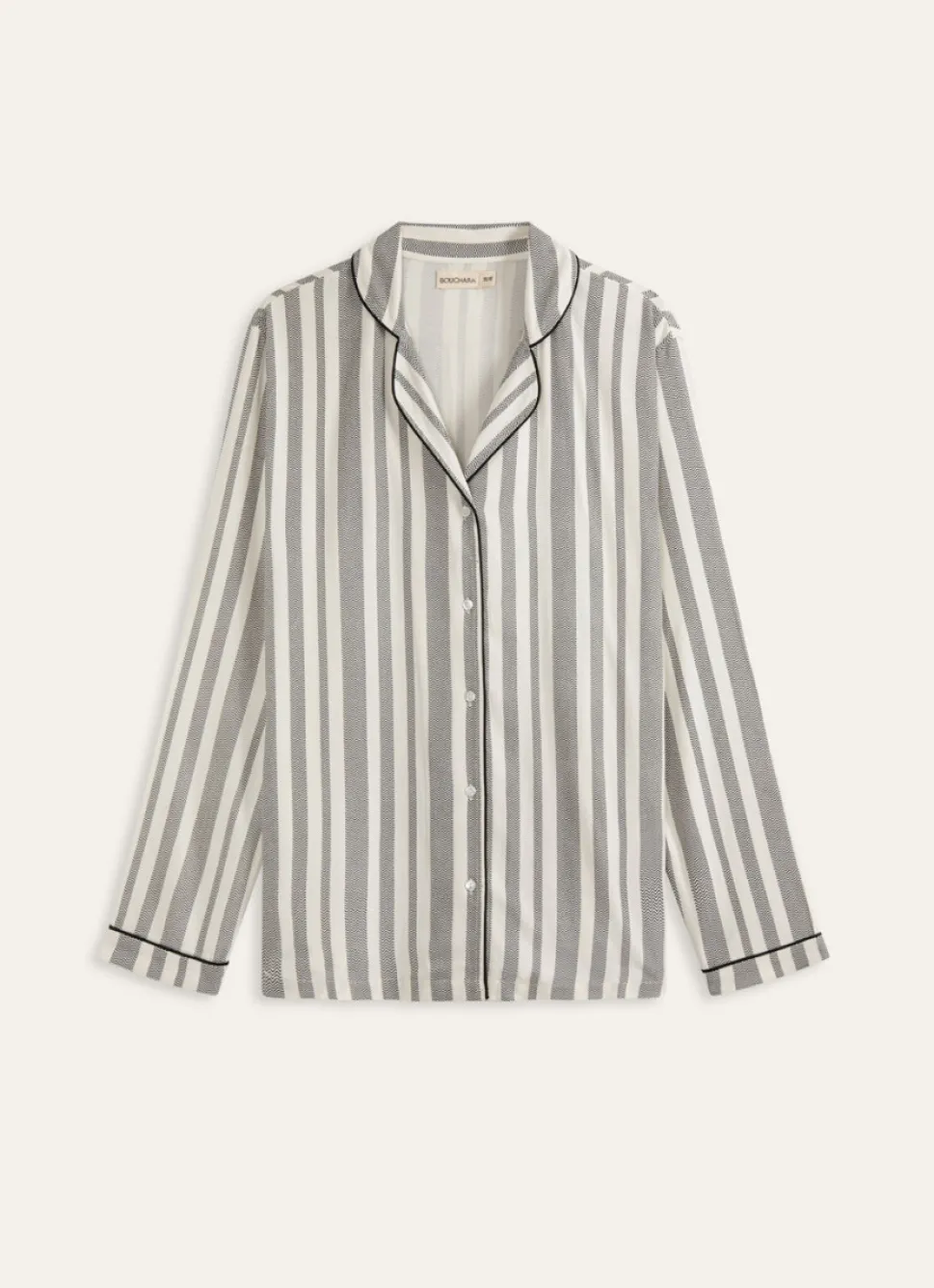 New Bouchara VESTE DE PYJAMA ÉCRU RAYURE NOIRE