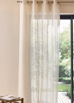 New Bouchara VOILAGE EFFET MOUCHETÉ ET RAYURES FINES NATUREL