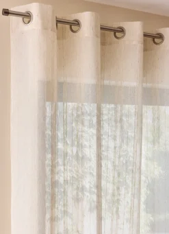 New Bouchara VOILAGE EFFET MOUCHETÉ ET RAYURES FINES NATUREL