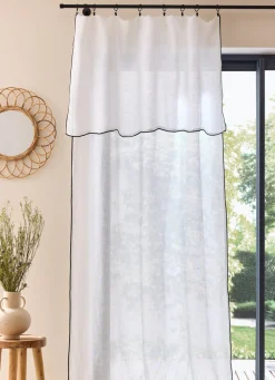 Bouchara VOILAGE EN LIN ET BOURDON CONTRASTÉ BLANC/NOIR