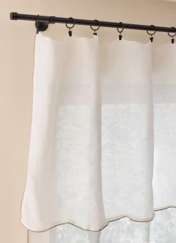 Discount Bouchara VOILAGE EN LIN ET BOURDON CONTRASTÉ BLANC/BEIGE