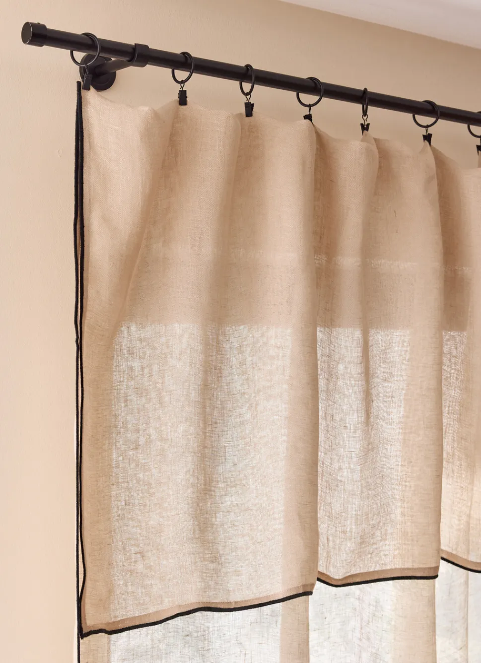 Hot Bouchara VOILAGE EN LIN ET BOURDON CONTRASTÉ BEIGE/NOIR